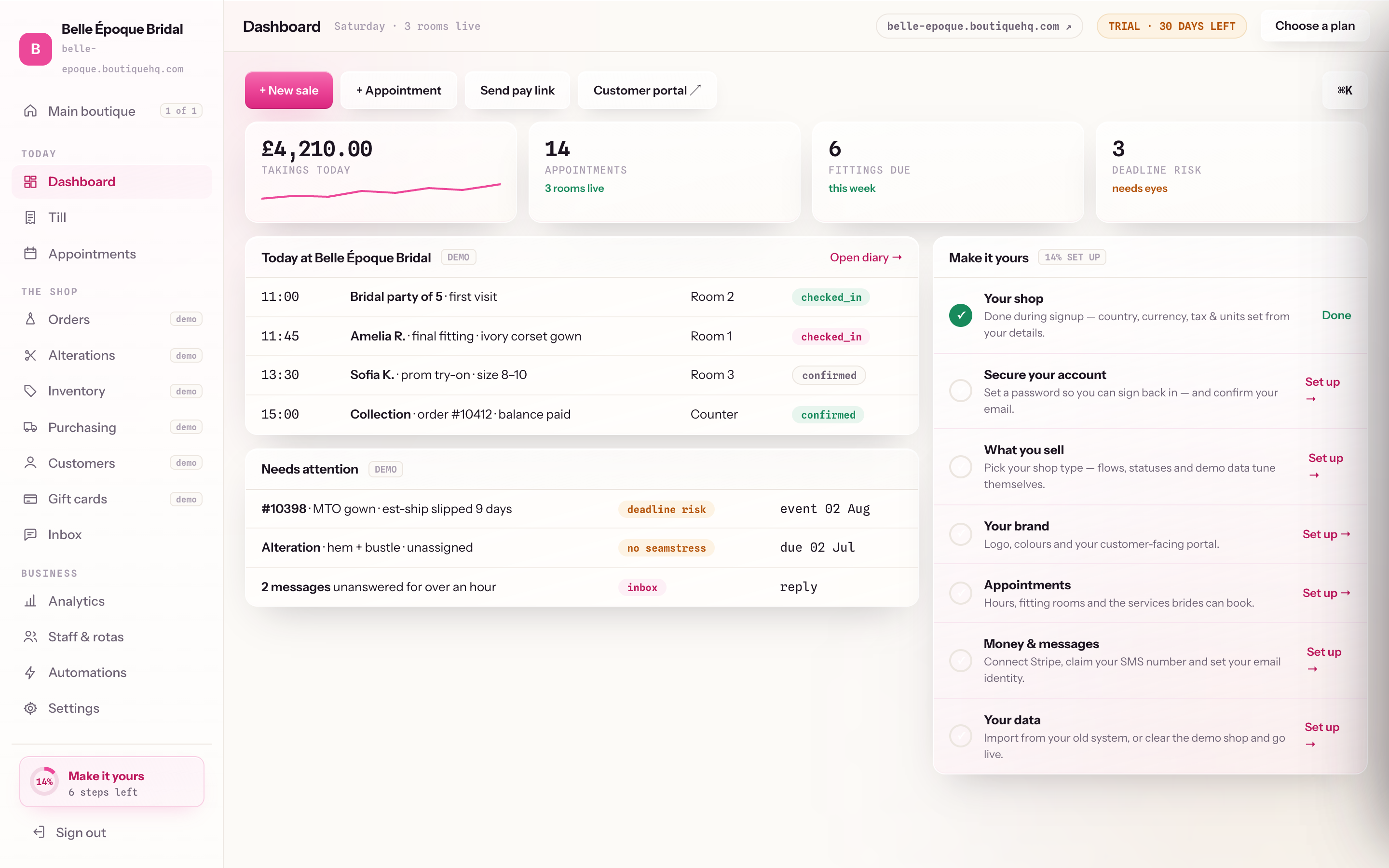 BoutiqueHQ dashboard on Mac